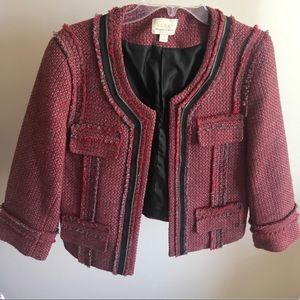EUC Hinge Red Tweed Jacket w/ Stylish Accents